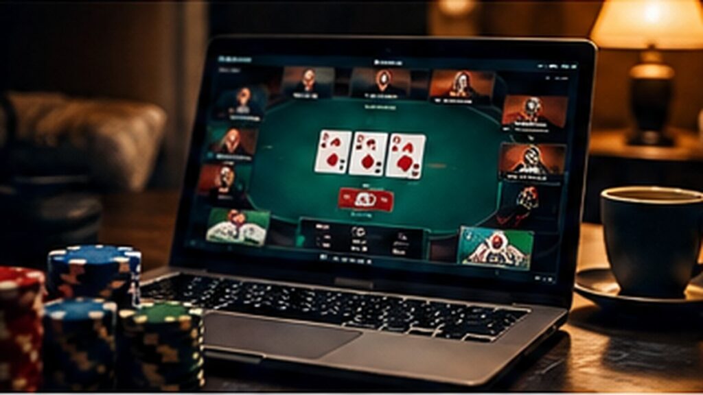 Poker history editorial illustration for From Poker Rooms to Online Platforms: How Digital Technology Changed the Game
